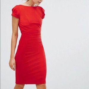 NWT Closet London Ruched Cap Sleeve Pencil Dress